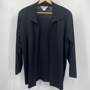 Misook Women's Long Sleeves Open Front Cardigan Sweater Black Size XS